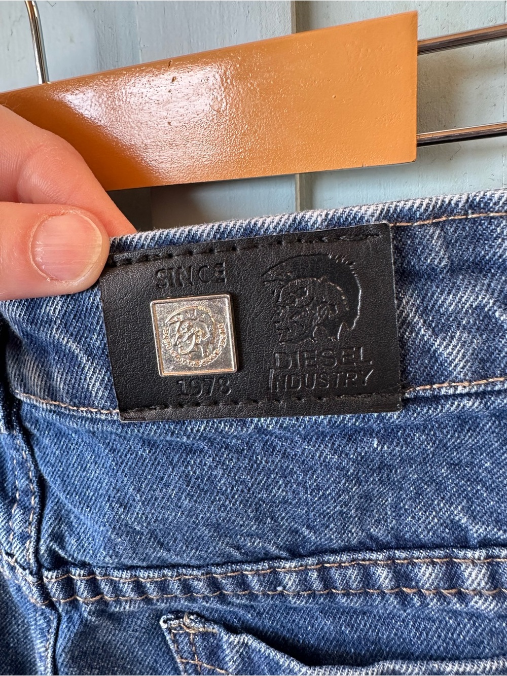 Diesel Dark Blue Distressed Wide Leg Jeans - Picture 5 of 11